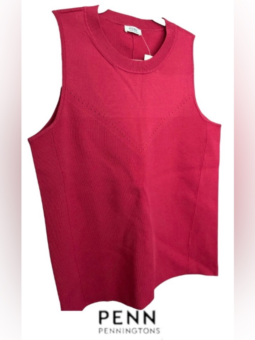 PENN women’s Plus Size X Fuchsia Crewneck Sleeveless Sweater